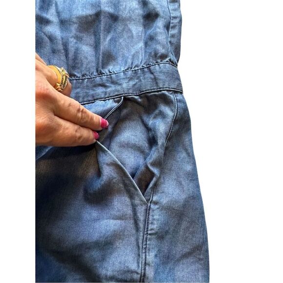 True Religion Women's Blue Sleeveless Button Down Romper Tencel Size M - Picture 7 of 16